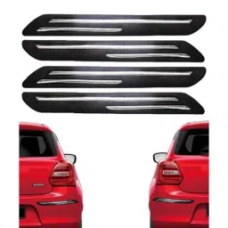 SureStrive 4 Pcs Rubber Black Bumper Guard Set with Double Chrome Line for Mahindra Bolero NEO All Model, BLACKRUBBER_BP_01-picture-19