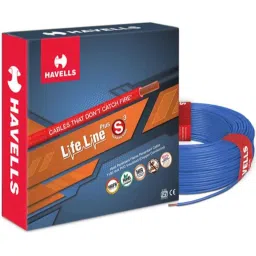 Havells 6 Sqmm Blue Life Line Plus Single Core HRFR PVC Copper Insulated Flexible Cables, WHFFDNBA16X0, Length: 90 m-picture-16