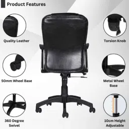 Heikin Zebra Black Low Back Leatherette DIY Ergonomic Office Chair for Work from Home, HE-00069 image 5
