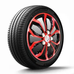 Auto Pearl 4 Pcs 14 inch Polypropylene Red &a; Black Press Type Car Wheel Cover Set with Retention Ring for Mahindra Renault Logan image 4