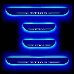 Car Accessories Hub 4 Pcs Acrylic Black Sill Scuff Plate Set with Blue LED for Toyota Etios All Model-picture-10