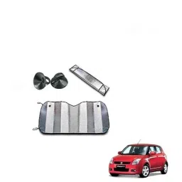 Kozdiko Aluminium Foil UV Protection Silver Windshield Sun Shade for Maruti Suzuki Old Swift-picture-31