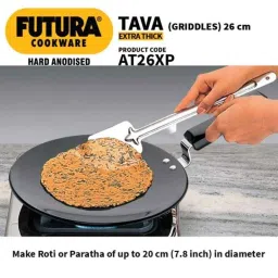 Hawkins Futura 26cm Hard Anodized Tawa with Plastic Handle, AT 26XP (Pack of 5) image 5