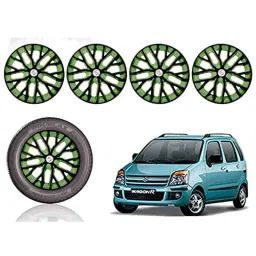 Auto Pearl 13 inch ABS Black &a; Green Press Type Car Hub Cap Wheel Cover for Wagon R 2006 2010-picture-37