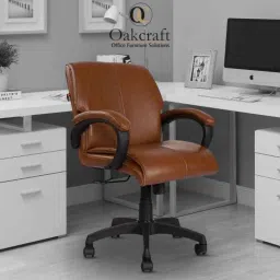 Oakcraft 101.92x45x45cm Leatherette Brown Revolving Office Chair, OC-07 image 5