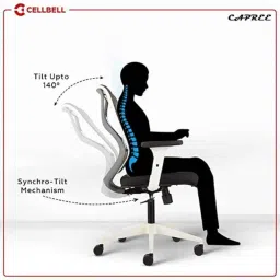 CELLBELL Capree Mesh Medium Back Grey &a; White Ergonomic Chair, CBHKFOC1240 image 4