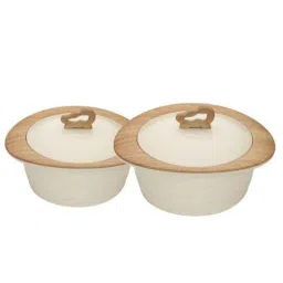 Trueware Zinna Fusion 2 Pcs Beige Wooden Finish Casserole Set, Capacity: 1000 ml &a; 1500 ml-picture-28