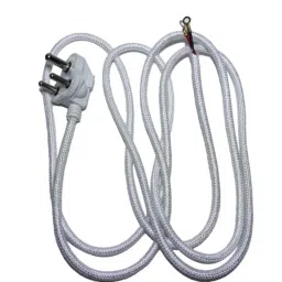 Super GEC 3 Pin 2 Core Cotton Protected Copper White Power Cable, 23/60, Length: 2.25 m-picture-32