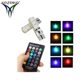 Kozdiko 2 Pcs T10 LED RGB Bike Interior Fancy/Parking Remote Control Light Set for Bajaj Pulsar 200 image 2