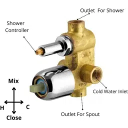 HIDEWAY Arya Brass Chrome Finish Silver Single Lever 2 Inlet Concealed Diverter Faucet, AR-1014 image 4