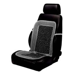 Auto Pearl PU &a; Wooden Beads Grey Rectangular Car Seat Cushion with Velvet Border for Tata Victa-picture-13