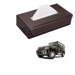 Kozdiko 100 Pulls PU Leather Brown Car Tissue Paper Box with 200 Sheets for Mahindra Bolero, TISSUE_BROWN_130-picture-20