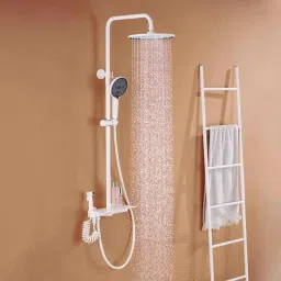 NextGen 4 Function Brass Brushed Finish White Piano Key Thermostat Shower Set, Nx 3-picture-48