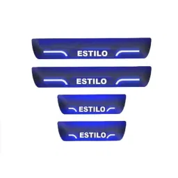 Car Accessories Hub 4 Pcs Acrylic Black Sill Scuff Plate Set with Blue LED for Maruti Suzuki Estilo All Model-picture-22