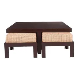 Evok Trendy Engineered Wood Red Check Coffee Table with 4 Stool Set, FLILSTPBRDMT68996M-picture-12