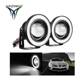 Kozdiko 2 Pcs 15W 3.5 inch High Power White LED Projector COB Fog Light Set with White Angel Eye Ring for Polo Exquisite, koz_89392 image 2