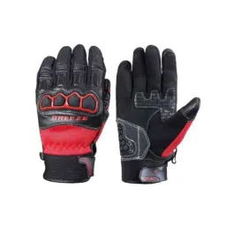 Biking Brotherhood Red Durable Leather &a; Nylon Mesh Breeze Gloves, Size: 2XL image 2