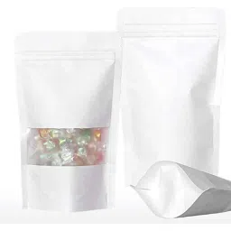 Deera 120x200mm Plastic Matte White Ziplock Standee Pouch (Pack of 50) image 2