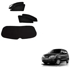 Kozdiko 5 Pcs Polyester Magnetic Zipper Car Sunshade Set with Dicky Curtain for Hyundai Santro Xing-picture-42