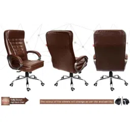 Rose Kelly Leatherette Brown High Back Revolving Executive Office Chair image 4
