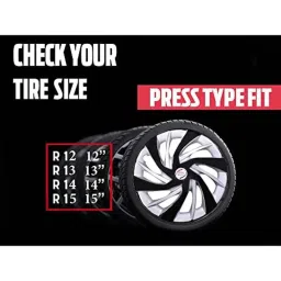 Auto Pearl 4 Pcs 13 inch Black &a; Silver ABS Press Type Hubcap Wheel Cover Set with Retention Ring for Maruti Suzuki Indica image 5