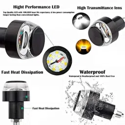 Kozdiko 2 Pcs Dual Colour Motorcycle LED Indicator Turn Signal Handle Bar Light Set for Royal Enfield Bullet 500 image 4