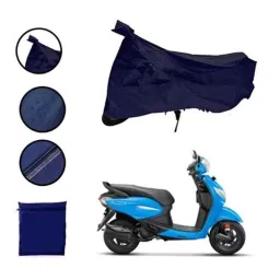 Riderscart Polyester Blue Waterproof Two Wheeler Body Cover with Storage Bag for Hero Pleasure Plus 110 CC image 2