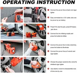 Krost K90 4-in-1 5 Ton 12V DC Tyre Inflator Pump Set with Electric Jack, Led Light &a; Impact Wrench image 4