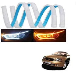 Kozdiko 2 Pcs 60cm Flexible White Daytime Running Light Set with Matrix Yellow Indicator &a; Turn Sequential Flow for Maruti Suzuki Baleno-picture-45