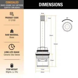 Ruhe Brass Concealed Ceramic Disc Quarter-Turn Cartridge, 17-2102 (Pack of 4) image 2