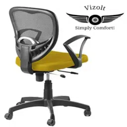 Vizolt Black &a; Yellow Low Back Mesh DIY Office Chair with Fixed Armrest image 4