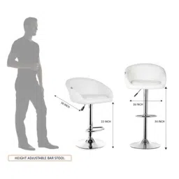 MBTC Judith 90kg Leather White Office Bar Stool Chair, 6201 image 5