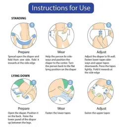 Karein 10Pcs Medium Adult Diapers, Waist Size: 76-114cm (Pack of 10) image 5