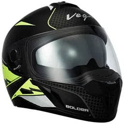 Vega Ryker Bolder ABS Dull Black &a; Neon Yellow Full Face Helmet, Size: M-picture-41