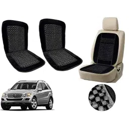Auto Pearl PU, Velvet &a; Wooden Beads Black Rectangular Seat Cushion for Mercedes Benz ML350 (Pack of 2 )-picture-21