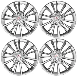 Auto Pearl 4 Pcs 17 inch Polypropylene Silver Press Type Car Wheel Cover Set with Retention Ring for Mahindra Scorpio Mhawk T3 2014-17 image 3