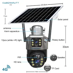 Cybernautt X4K 4MP Full HD PTZ 4G Sim Camera with Two Way Audio, Motion Track, Alarm, Night Vision, Built in Siren &a; SD Support upto 128GB image 3