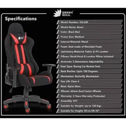 Green Soul Beast Black &a; Red Multi-Functional Chair, GS-600 image 2