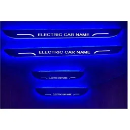 Car Accessories Hub 4 Pcs Acrylic Black Sill Scuff Plate Set with Blue LED for Electric Car All Model-image-44