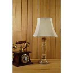 Tucasa Mango Wood Royal Brown Table Lamp with 10 inch Polycotton Off White Square Shade, WL-250-picture-12