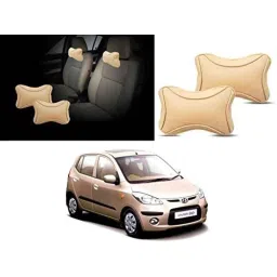 Kozdiko 2 Pcs Memory Foam &a; Polyester Beige Dots Car Neck Rest Pillow Set for Toyota Carmy, koz_45883 image 3