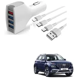 Kozdiko 4 Port USB Car Charger with 3 in 1 Cable for Hyundai Venue New 2019-picture-13