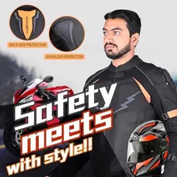 AllExtreme WILDFIRE Mesh Fabric Black &a; Neon Orange Bike Riding Jacket with Armour Protector for Back Elbows &a; Shoulders, Size: M image 5