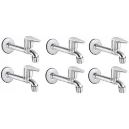 Senkiddpro Fusion Steel Chrome Finish Wall Mounted Long Body Tap with Wall Flange (Pack of 6)-image-45