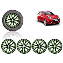 Auto Pearl 4 Pcs 14 inch ABS Black &a; Green Press Type Fitting Car Wheel Cover Set for Renault Pulse-picture-18