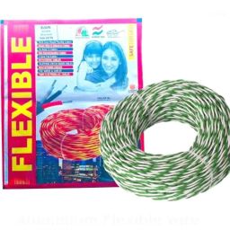 Elson 10/76 0.5 Sqmm Two Core Green &a; White PVC Insulated Aluminium Cable, Length: 91 m-picture-37