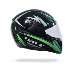 Hiker Wave Pro Max HD3 ABS Black &a; Green Gloss Full Face Motorcycle Helmet, Size: Small image 2