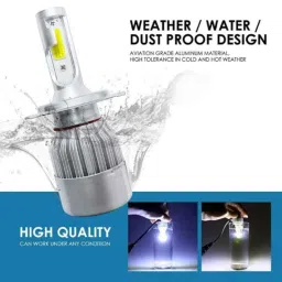 Enexoya C6 2Pcs 110W 6500K H4 White LED Headlight Conversion Bulb Set image 3