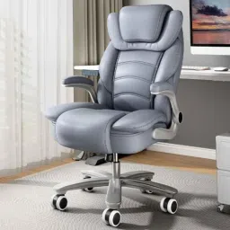 Chairtech 68x121cm 182kg High Back Steel Base Leatherette Grey Executive Office Chair image 2