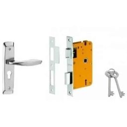 Dorset HL Series Zara 8 inch Stainless Steel Silver Chrome Finish Door Handle Lock Set with KY Mortise Lever Lock (Pack of 2)-picture-25